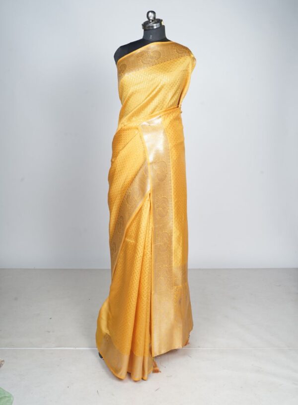 Katan Silk with Allover Buta Work- Yellow
