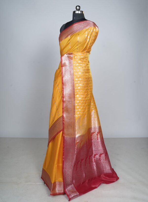 Katan Silk with Allover Buta Work- Yellow & Red