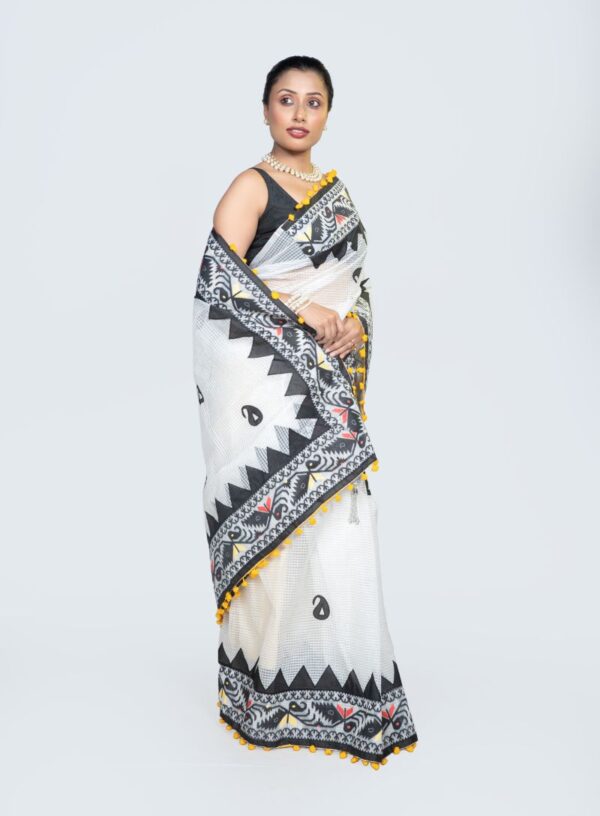 Resham Kota with Applique work- White & Black