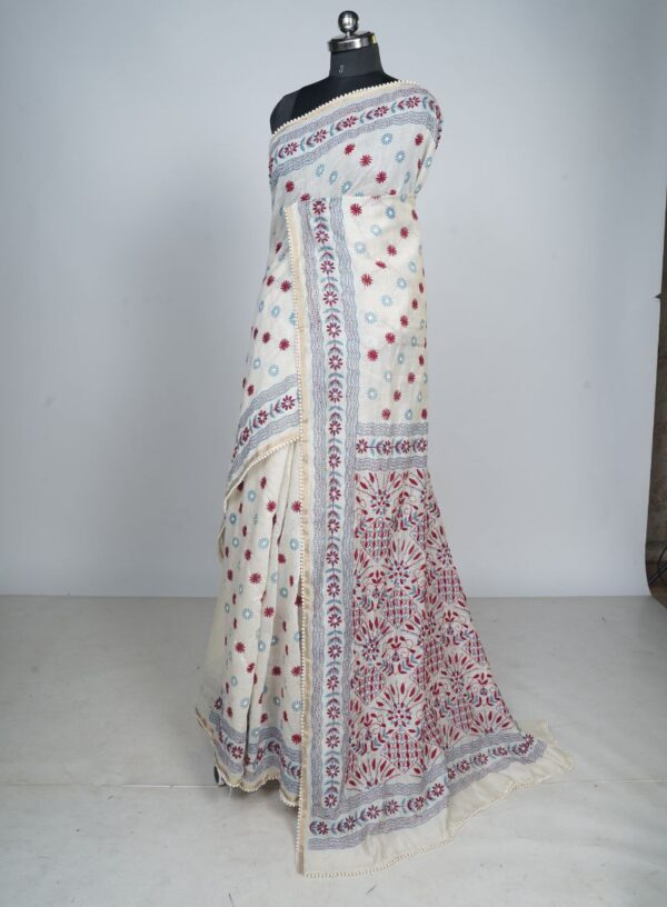 Handloom Tussar Silk with Lambani work in Maroon