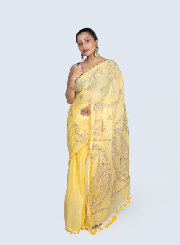 Mul Cotton with Embroidery work- Mustard Yellow