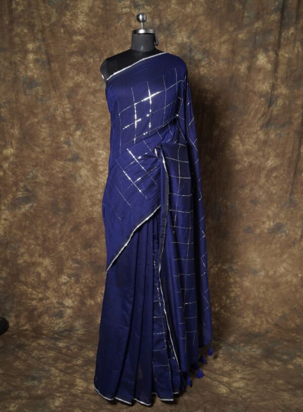 Mul Cotton with Sequence Work- Navy Blue