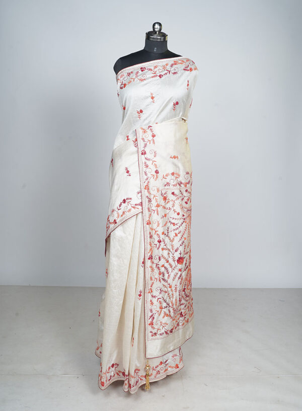 Art Silk with Lambani work in Tussar & Red Colour