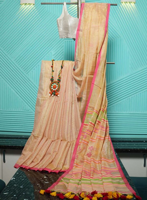 Handloom Tissue with Kanta Stitch Rose Gold